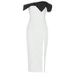 Black And White Slit Long Bow Party Dress