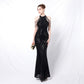 Strapped Sequin Evening Dress