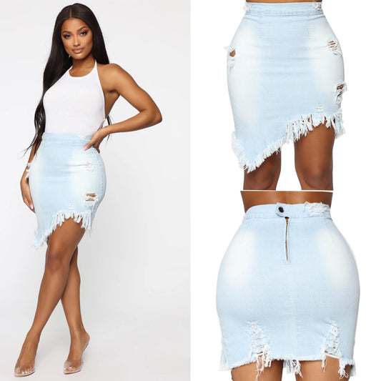 Ripped Bag Skirt Women Denim