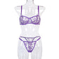 Taro Wisteria Embroidery Stitching Sexy Suit Spot Underwear With Steel Ring