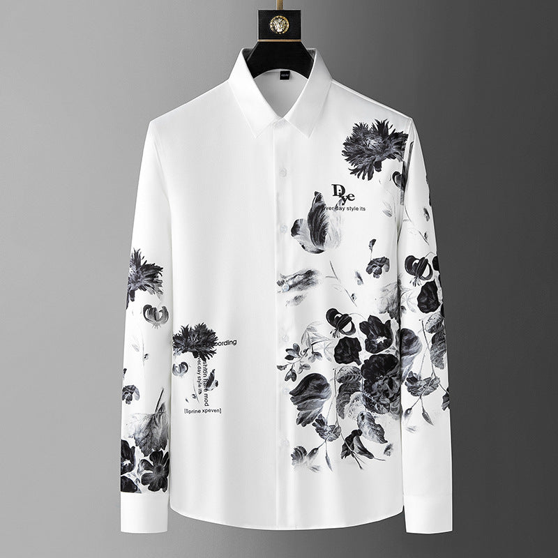 Men's Slim Fit Shirt Ink Painting Printing