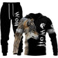 3D Wolf Print Tracksuit Hooded Two Piece Set