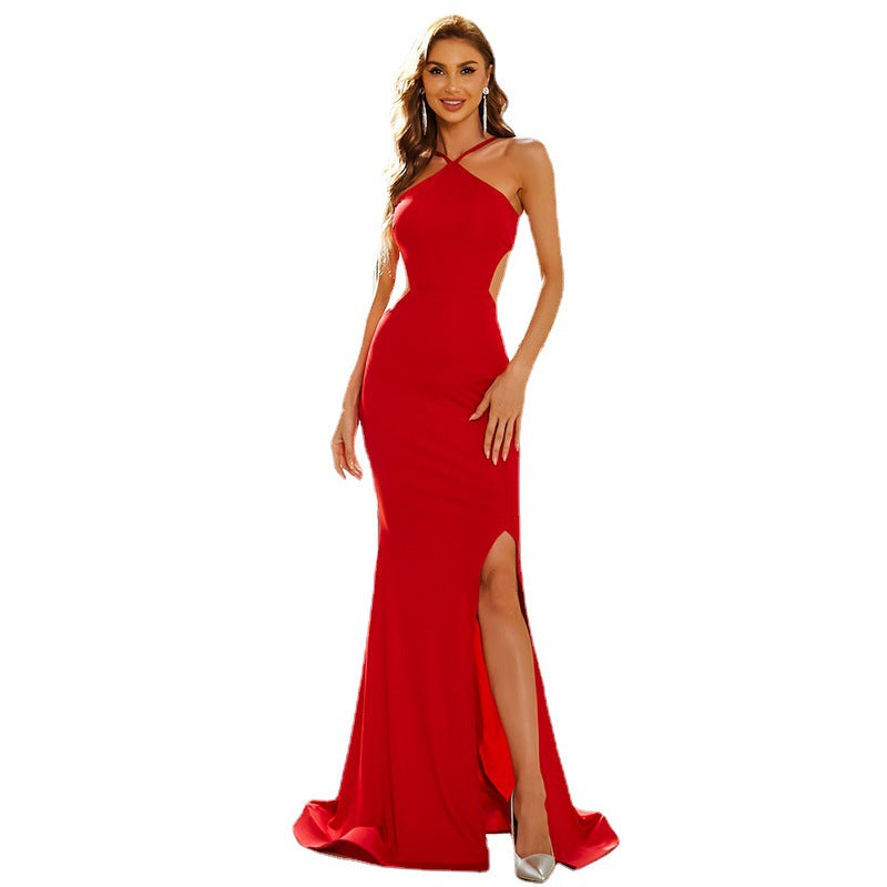 High Neck Celebrity Party Model Dress