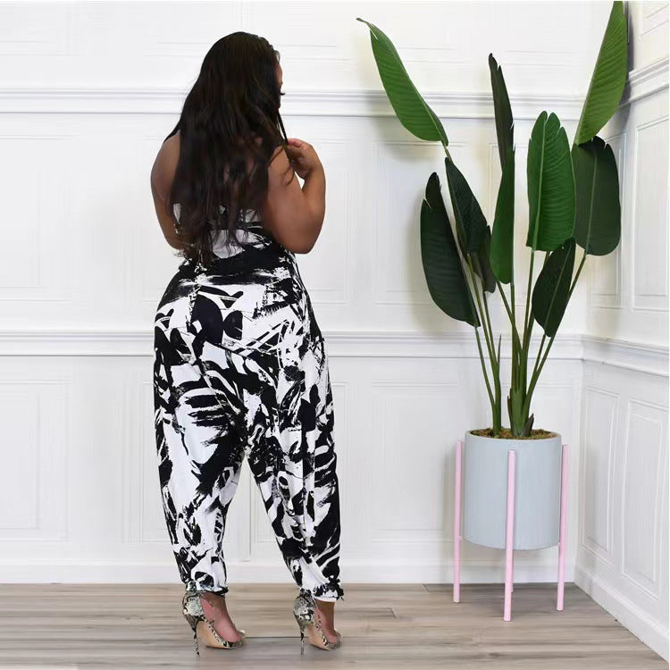 Halter Loose Print Jumpsuit