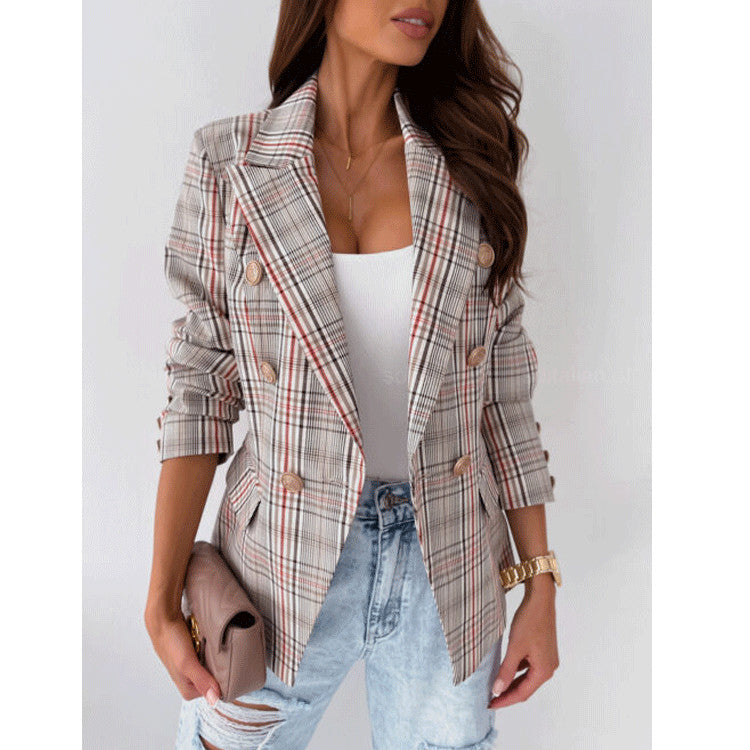 Double-Breasted Fashion Print Blazer