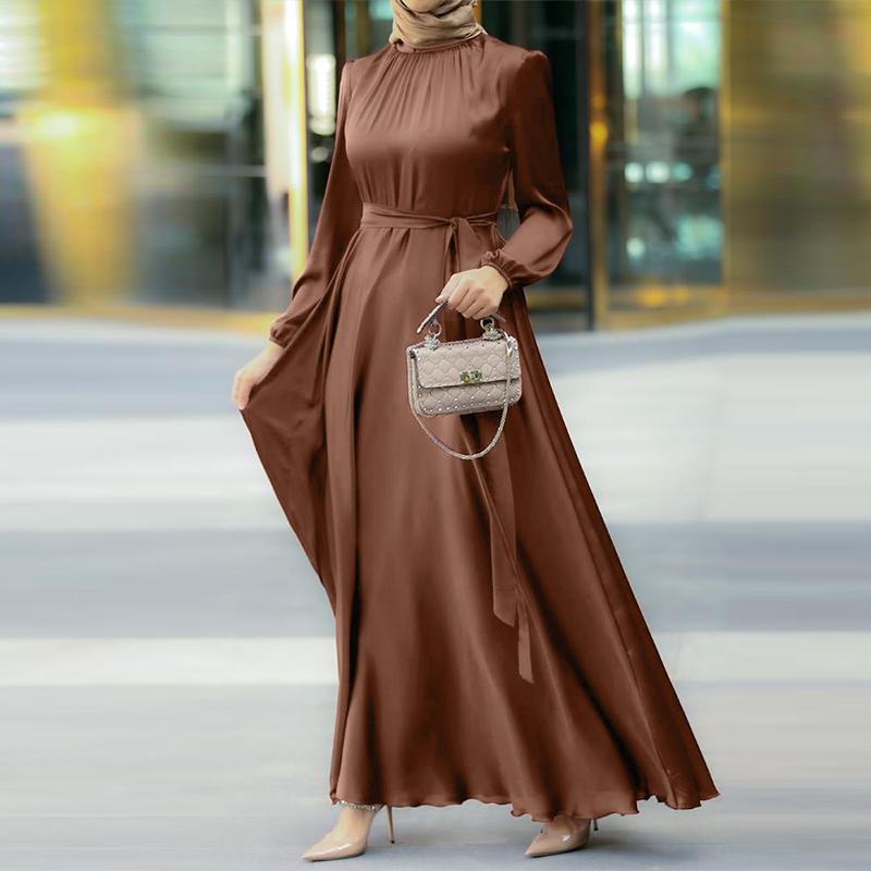 Round Neck Long Sleeve Tie Loose Dress