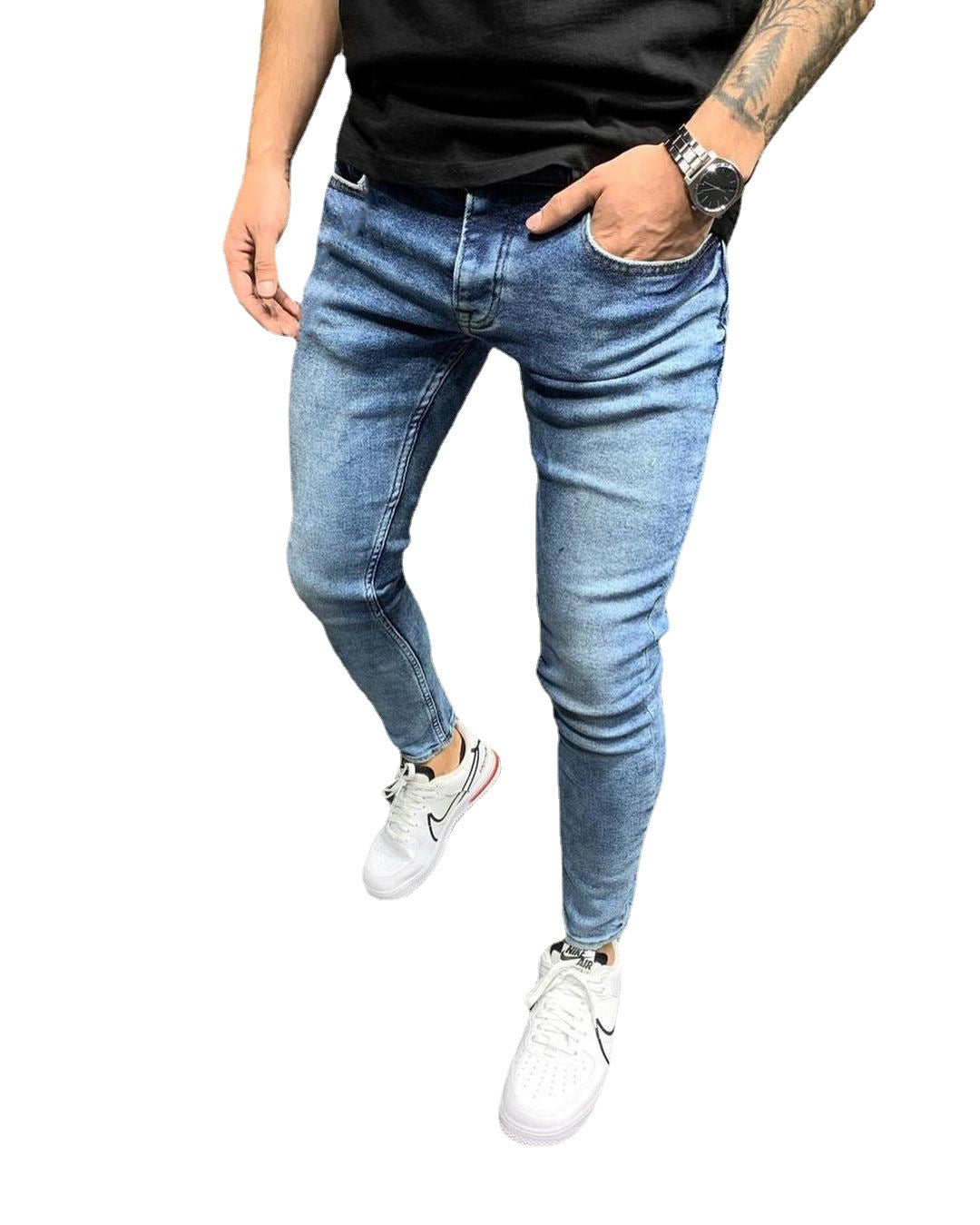 Men Skinny Jeans With Small Feet, Youth Casual Trousers