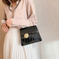 Solid Color Pu Stone Embossed Flap Handbag