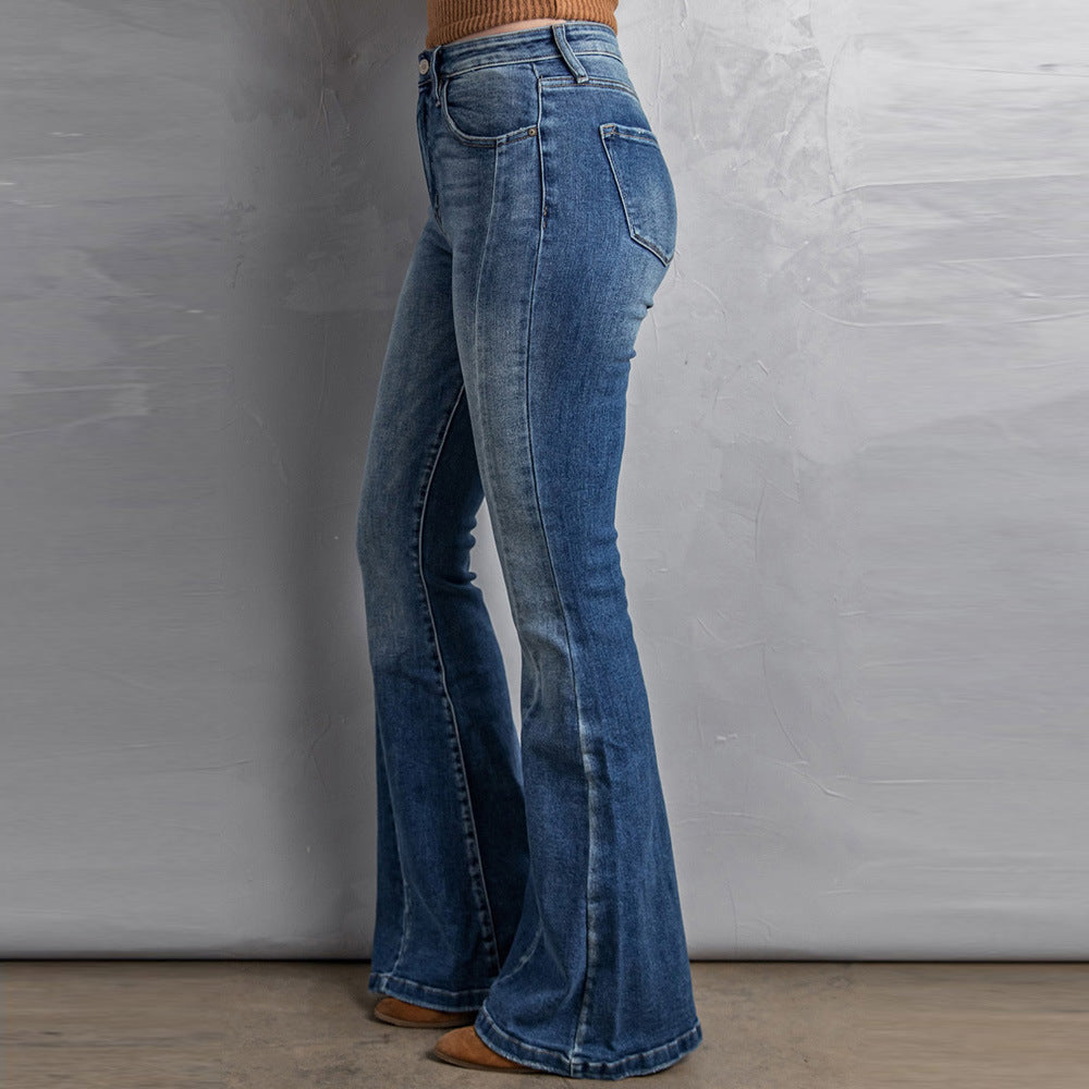 Slim-fit Washed Wide-leg Jeans