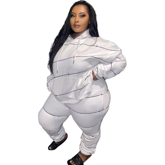 Plus Size Women's Pullover Sweater Two-piece Suit