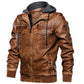 Men Hooded Leather Jacket