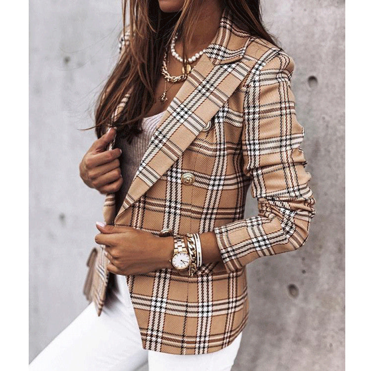 Double-Breasted Fashion Print Blazer