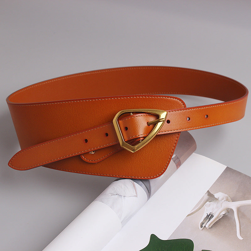 Belt With Oblique Buckle Decoration Waist Seal