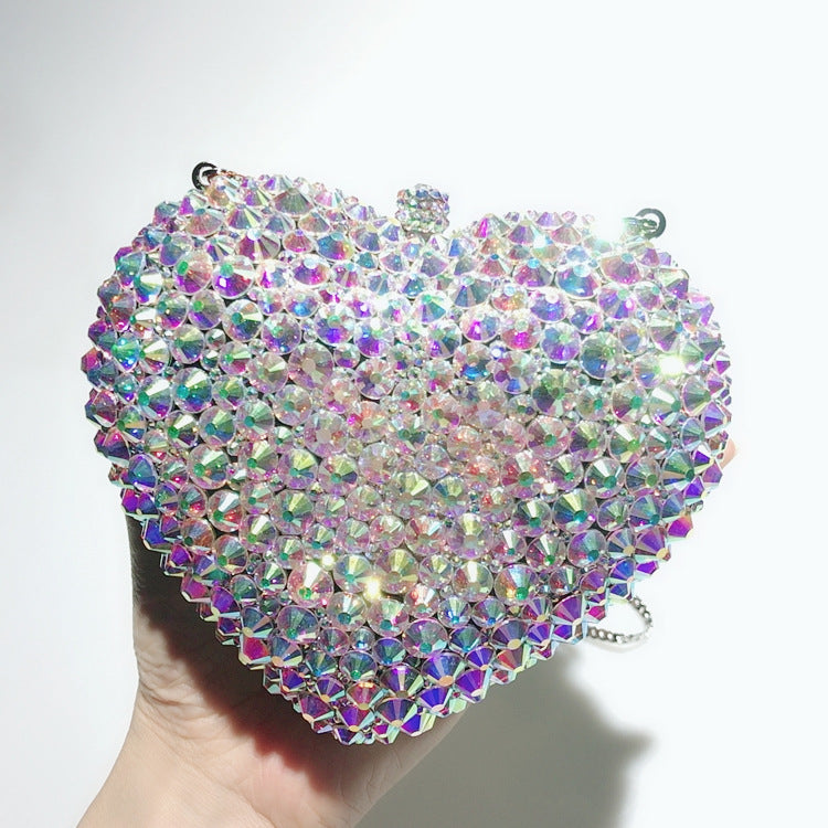 Love Shaped Full Diamond Bag Crystal Clutch