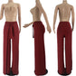 Draping Wide Leg Belt Straight High-waisted Trousers