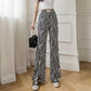 Summer High Waist Slit Flared Pants Slimming Plaid