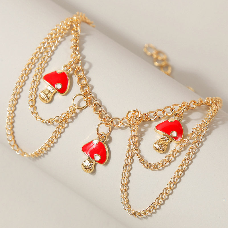 Trendy Bohemian Star Mushroom Anklet