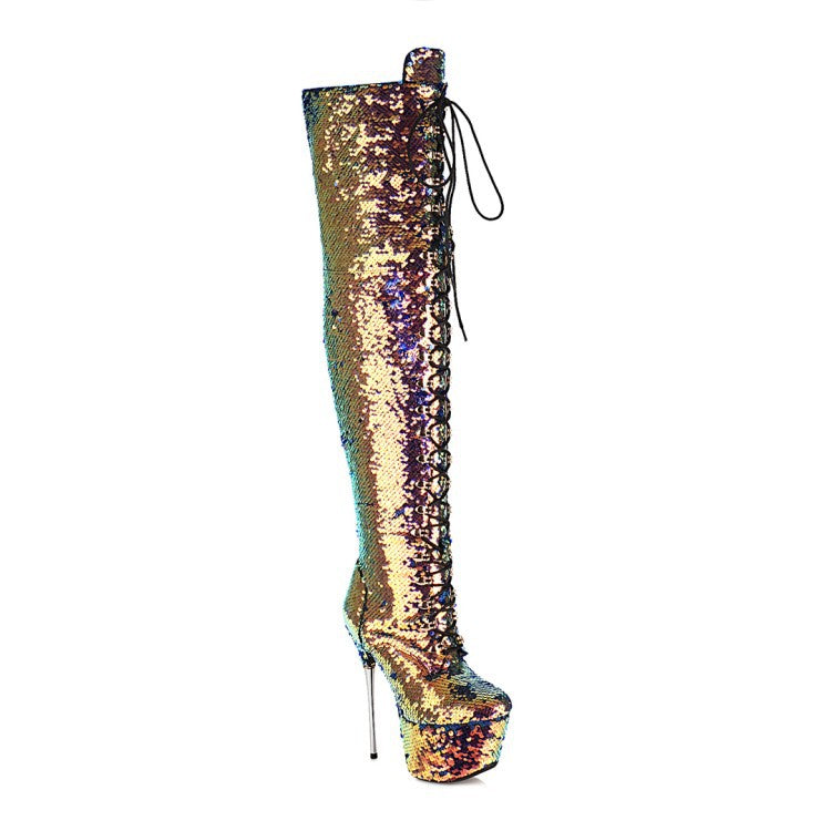 Super High Heels Stiletto Over-the-knee Sequined Boots