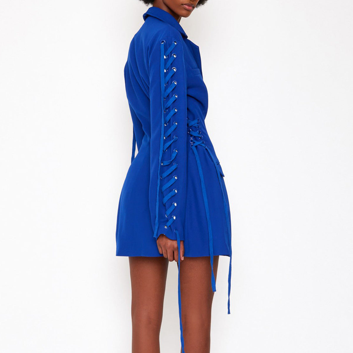 Single-breasted Eyelet Tether Suit Dress