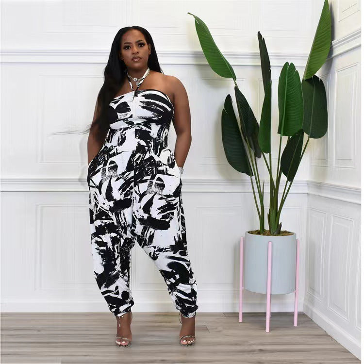 Halter Loose Print Jumpsuit