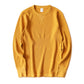 Vintage Waffle Cotton Padded Neckline Long Sleeve T-shirt