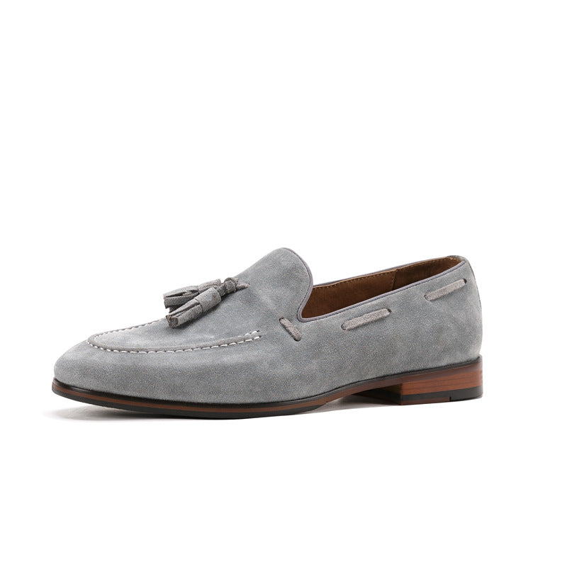 Men's Suede Leather One-step Tassel Loafers