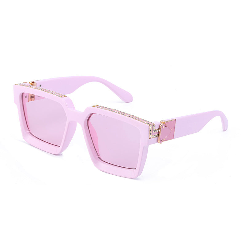 Diamond-studded Big Square Sunglasses