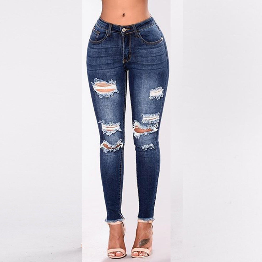 Ripped Slim Pants Denim