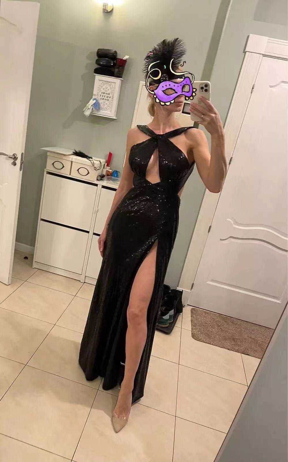 Sexy Sequins High Slit Evening Dress