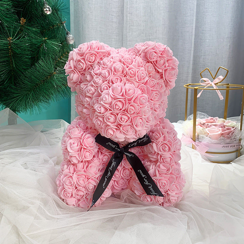 25cm Cute Flower Rose Bear Handmade Valentines Gift