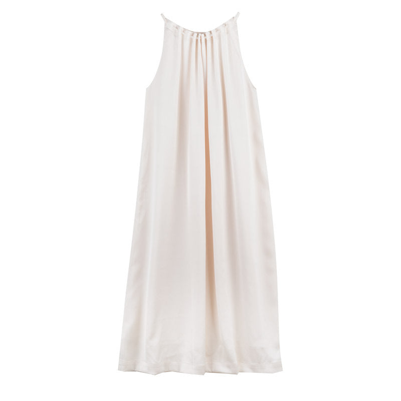 Texture Pleated Halterneck Tie Dress