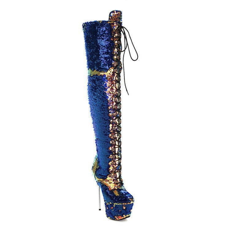 Super High Heels Stiletto Over-the-knee Sequined Boots