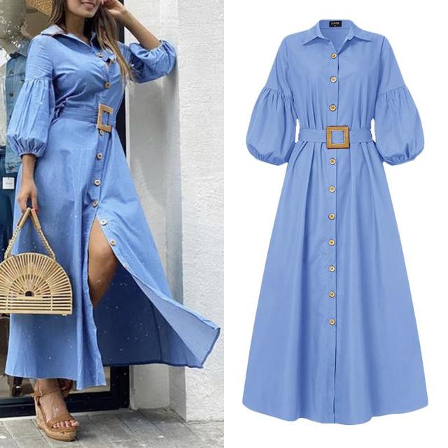 Elegant Ladies Dress-Ladys Puff Sleeve