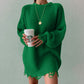 Ladies Loose Solid Color Ripped Sweater Mid-length