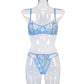 Taro Wisteria Embroidery Stitching Sexy Suit Spot Underwear With Steel Ring