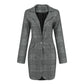 Ladies Blazer Fashion Turn-over Collar Check Print