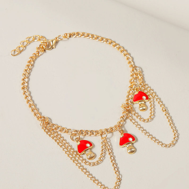 Trendy Bohemian Star Mushroom Anklet