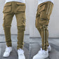 Loose Side Pocket Straight Reflective Pants