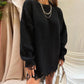 Ladies Loose Solid Color Ripped Sweater Mid-length