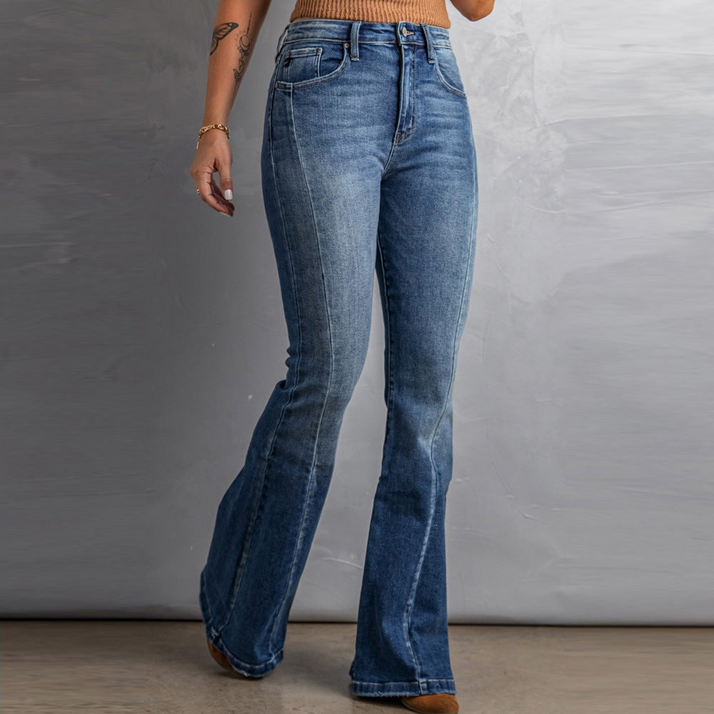 Slim-fit Washed Wide-leg Jeans