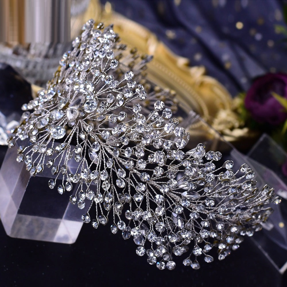 Bridal Headpiece Hair Accessories, Handmade Rhinestone Hair Band