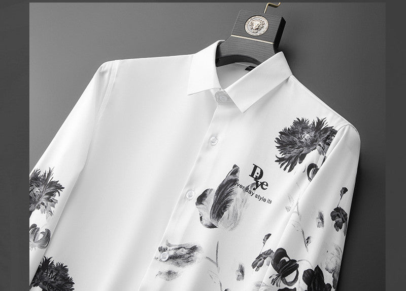 Men's Slim Fit Shirt Ink Painting Printing