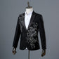 Crystal Flowers Stage Suit Jacket - Wedding Suit Jacket