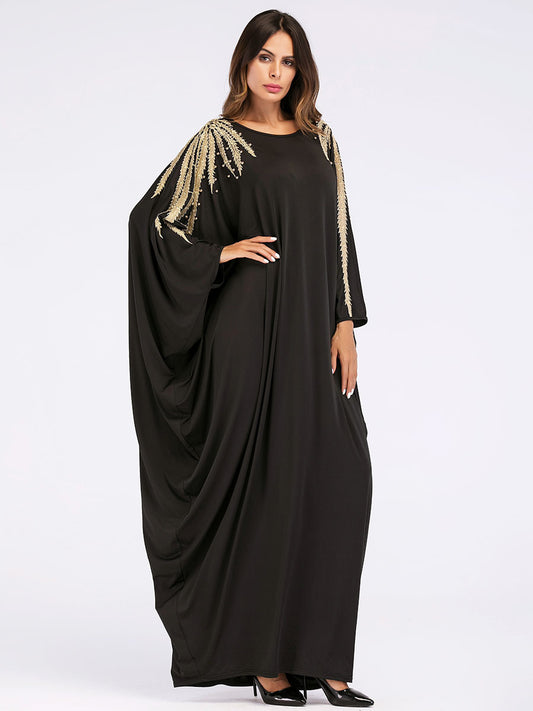 Muslim Hui Dubai Beaded Bat Sleeve Robe