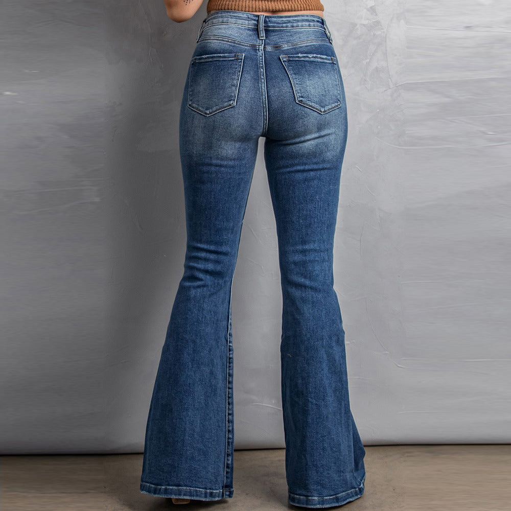 Slim-fit Washed Wide-leg Jeans