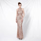 Strapped Sequin Evening Dress